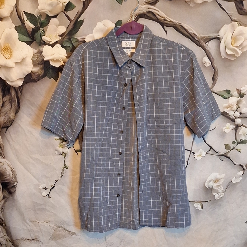 Croft & Barrow Women's Blue Checkered Button Down Shirt